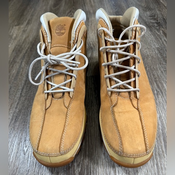 Timberland Euro Dub Ankle Leather Lace Up Boots 85112 Men Size 12M Tan White - Picture 3 of 10